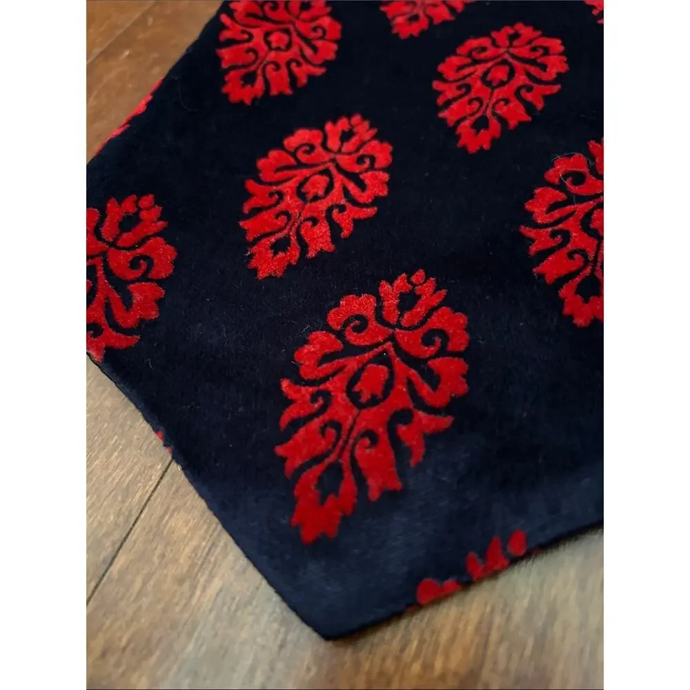 Kid’s Retro Vest with Red Flocked Damask Motif, Size 3